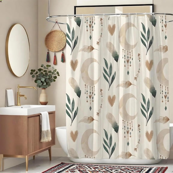 Green Shower Curtain for Bathroom Bohemian Checkered Waterproof Polyester Shower Curtain Funny Geometric Bathroom Decor, 60x72 Inch