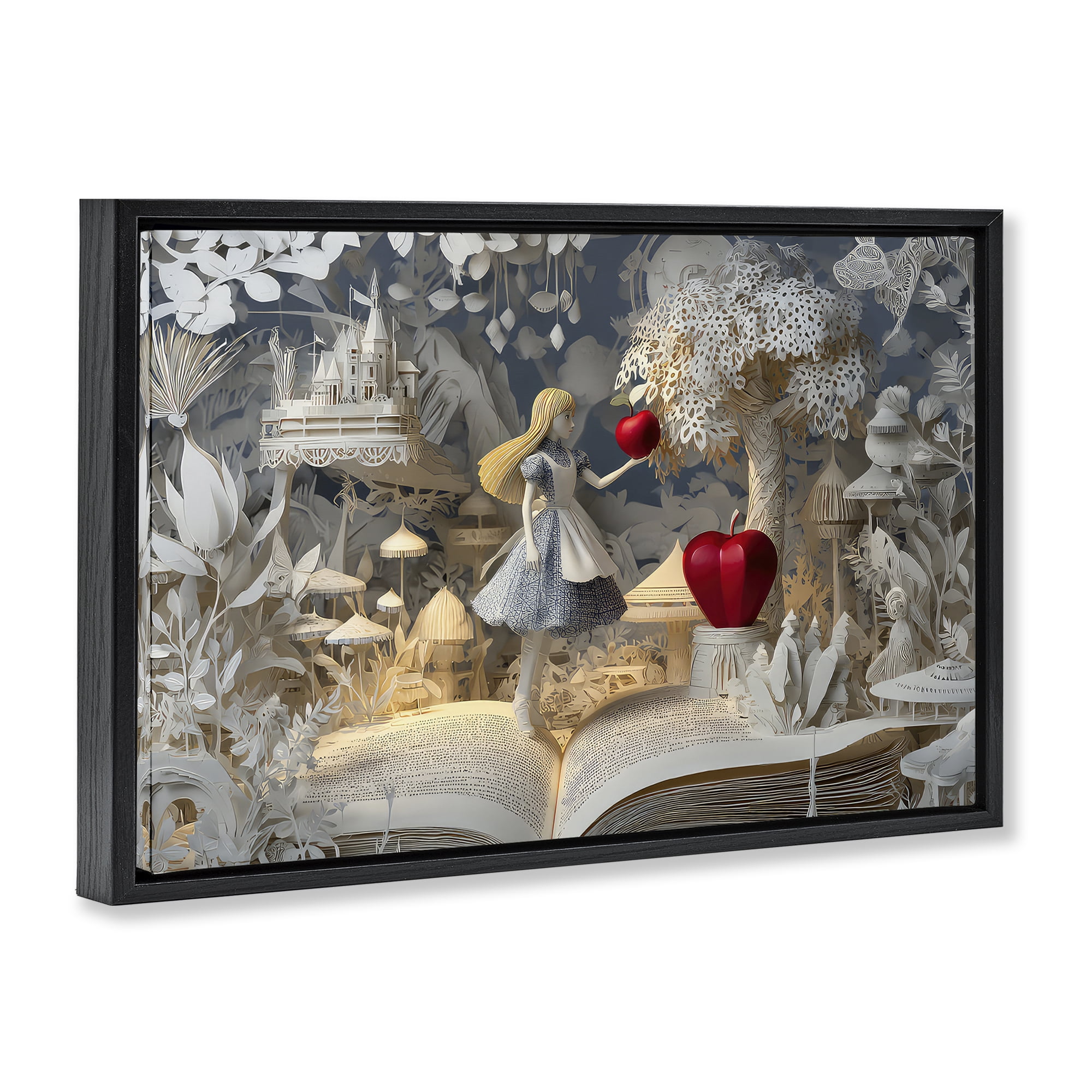 Stupell Industries Fairytale Scene Papercraft Black Framed Floater Canvas Wall Art, design by The Wands Want