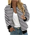 thumbnail image 6 of Ftwytp Womens Casual Jacket Long Sleeve Full Zip Coats Solid Pocket Jacket Outwear Sportswear Coats Stripe Print Cardigan Outwear Zipper Sweatshirts, 6 of 7
