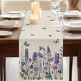 thumbnail image 3 of Table Runners 72 Inches Long Dress Scarves, Purple Floral Farmhouse Kitchen Table Runner, Coffee Tablerunners, Spring Lavender Daisy Butterflies Botanical Beige 14x72 Inch, 3 of 9
