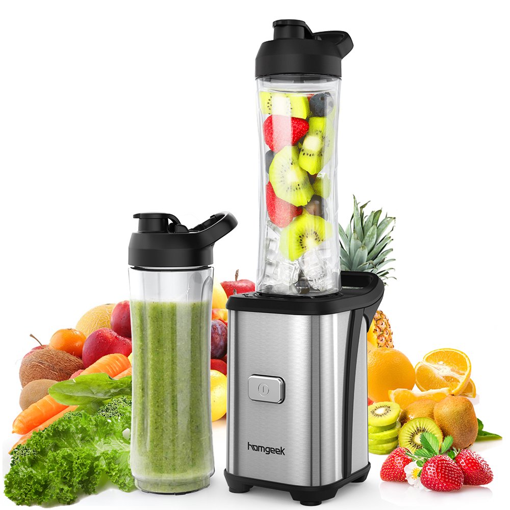 homgeek Mini 350W Juice Extractor Smoothie Blender with 2 BPAFree