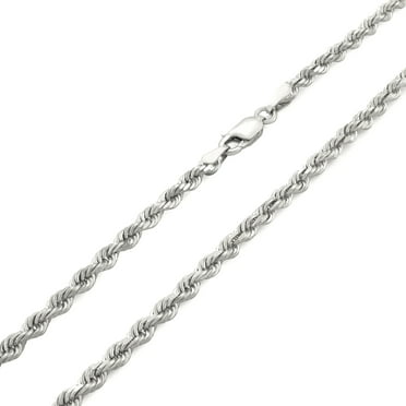 Nuragold 10k White Gold 4mm Solid Cuban Link Chain Curb Pendant Necklace,  Mens Jewelry with Lobster Clasp 16