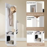 Freestanding Full Length LED Mirrored Jewelry Armoire With 6 Drawers