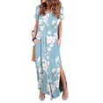 thumbnail image 2 of Leutsin Robe Longue Décontractée à Manches Courtes Imprimé Floral Col en V Grande Taille, 2 of 8