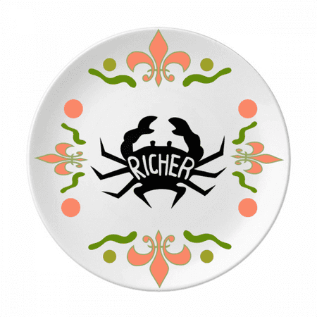 

Black Crab Animal Outline Natural Flower Ceramics Plate Tableware Dinner Dish