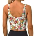 thumbnail image 3 of Fotbe Pineapple Flower Pattern Womens' Sports Bra Longline Wirefree Padded with Medium Support Sports Moisture-Wicking Workou Vest,Tank Top-, 3 of 9