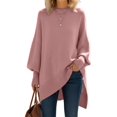 thumbnail image 2 of Women'S Oversized Sweaters Winter Long Sleeve Casual Tops Mock Neck Loose Fit Knit Pullover Pink S, 2 of 9