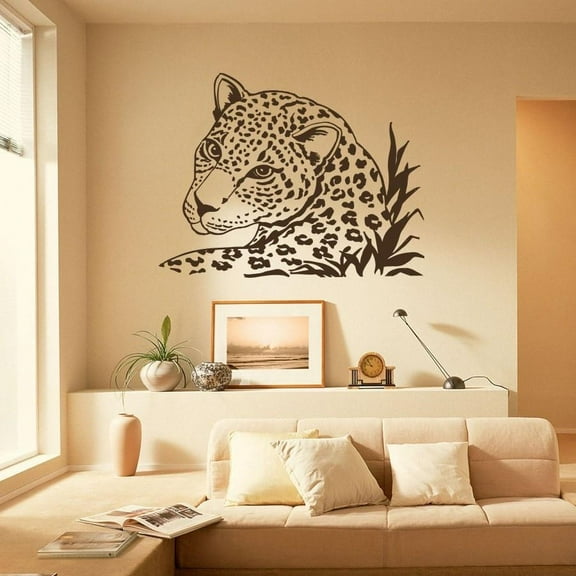 African Animals Safari Wall Decals Leopard Tiger Wild Cat Wall Sticker Vinyl Home Decor Boys Bedroom Living Room Decor 42x33cm