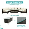 thumbnail image 3 of Harper & Bright Designs 5 Pieces Half Moon Outdoor Sectional Sofa Set, Patio All-Weather PE Wicker Furniture with Pillows, Cushions and Half-Moon Tempered Glass Table, Beige, 3 of 13