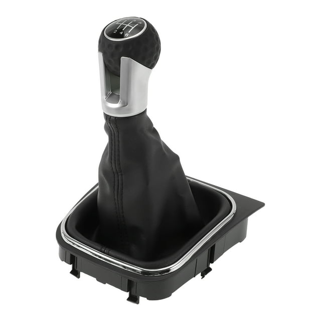 Unique Bargains Pomo de Cambio Manual de 6 Velocidades con Cubierta para VW Golf 5 MK5 GTI GTD 2004-2009 Plástico Cuero Sintético Palanca de Cambio Automotriz Negro