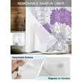thumbnail image 3 of No Hook Cloth Fabric Shower Curtain with Snap in Liner, Botanical Floral Waterproof Shower Curtains Set with See Through Top Window, Farmhouse Spring Garden Flowers Motifs Bath Curtains 72"x78", 3 of 6