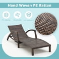 thumbnail image 5 of zzw Wicker Outdoor Chaise Lounge with Adjustable Back, Cup Holder and Thick Cushion, Brown DeepBlue, 5 of 8