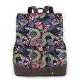 thumbnail image 1 of Disketp Snake And Flower Mochila de Cuero para Mujer, Bolso de Espalda Antirrobo con Estilo para Viaje, Trabajo y Uso Diario, 1 of 4
