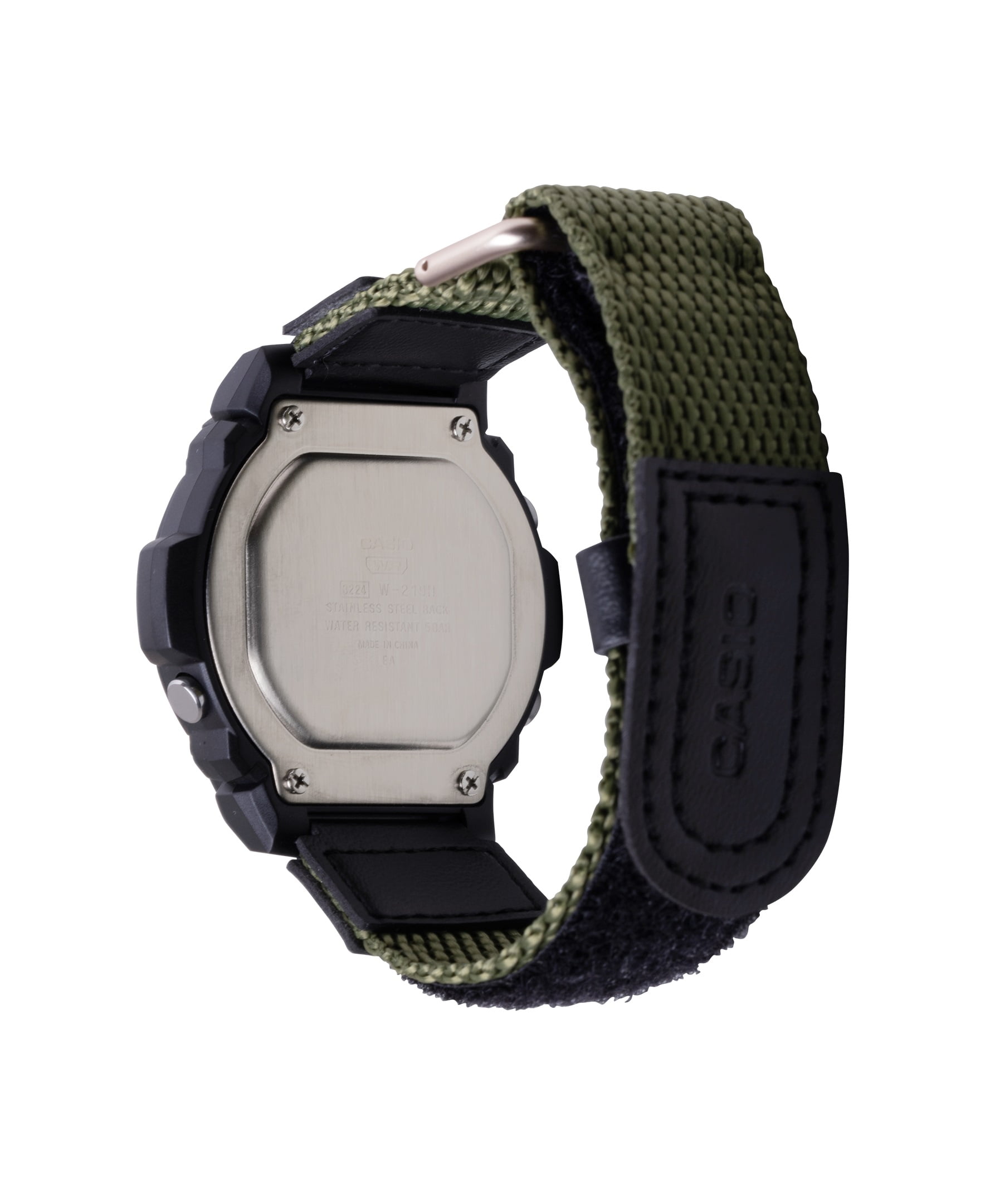 Casio Mens Digital Cloth Band Wristwatch, Green W219HB-3AV