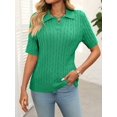 thumbnail image 3 of EASYBRA Women Cable Knit Sweater Polo Collar Loose Fit Pullover Casual Wear Cotton Polyester, 3 of 7