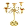 thumbnail image 3 of Candelabros metálicos de 5 brazos, portavelas de hierro, decoración del hogar, 5 colores Oro, 3 of 6