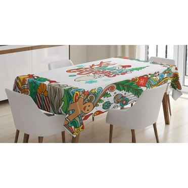 Ambesonne Christmas Tablecloth Rectangular Table Cover, Santa Frame, 60"x90", Multicolor