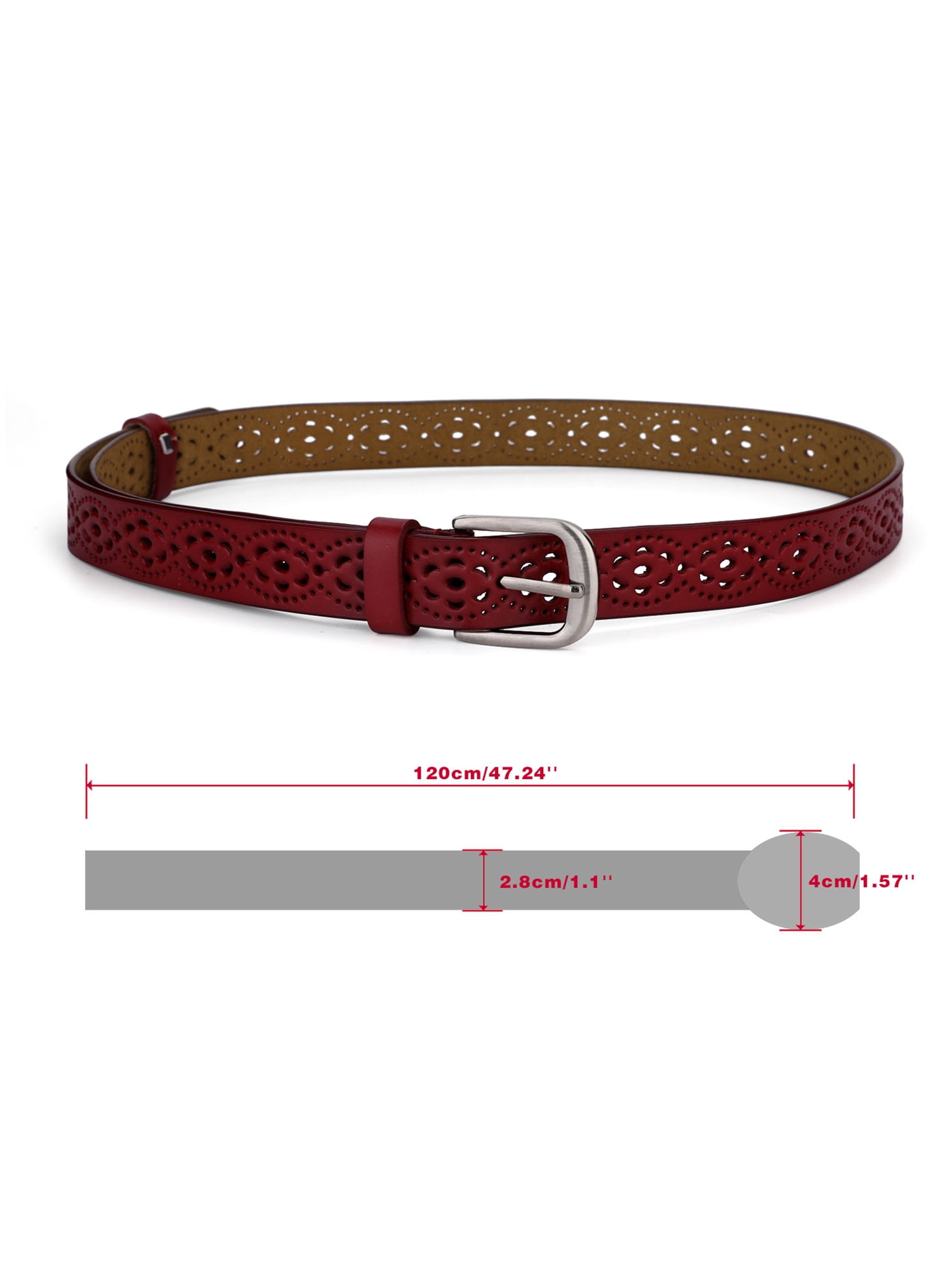 Unique Bargains Women's Vintage Hollow Floral Faux Leather PU Belt with Buckle