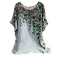 thumbnail image 2 of Oversized Tshirts for Women, Casual Loose Butterfly Print Round Neck Top, Gray M, 2 of 4