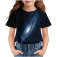 thumbnail image 4 of Delliss Girl's Short Sleeve Tops Starry Sky Printed Summer Loose Casual T-Shirt Round Neck, 4 of 6