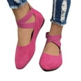 thumbnail image 2 of Xfvqtps Ladys Single Shoes Suede Surface Elastic Ankle Strap Soft Sole Pointy Toe Flats Bottom Ballet Rear Ankle Zipper Shoes New Large Size Shallow Mouth Elastic Flat Shoes Hot Pink, 2 of 8