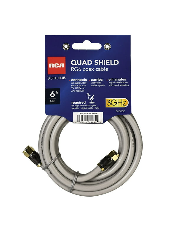 Rca Dh6qce Quad-shield Rg6 Coax Cable, 6 Feet