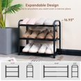 thumbnail image 4 of 3-Tier Expandable Shoe Rack,Adjustable Shoe Shelf Storage Organizer Heavy Duty Metal Free Standing Shoe Rack for Entryway Closet Doorway (Black), 4 of 4