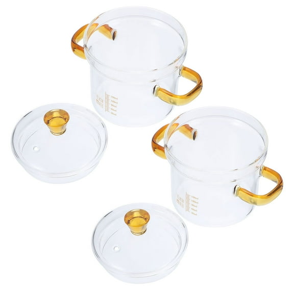 RENACLIPY 2-Piece - Glass Stew Pot Set Transparent Cookware for Home Kitchen Use and