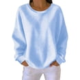thumbnail image 3 of Women's Comfortable Long Sleeve Round Neck T-Shirt Blouse Top Solid Color Casual Daily Wear Loose Fit Soft Breathable Fashion Essential Gift for Women | CSEONE,Light Blue XL, 3 of 9