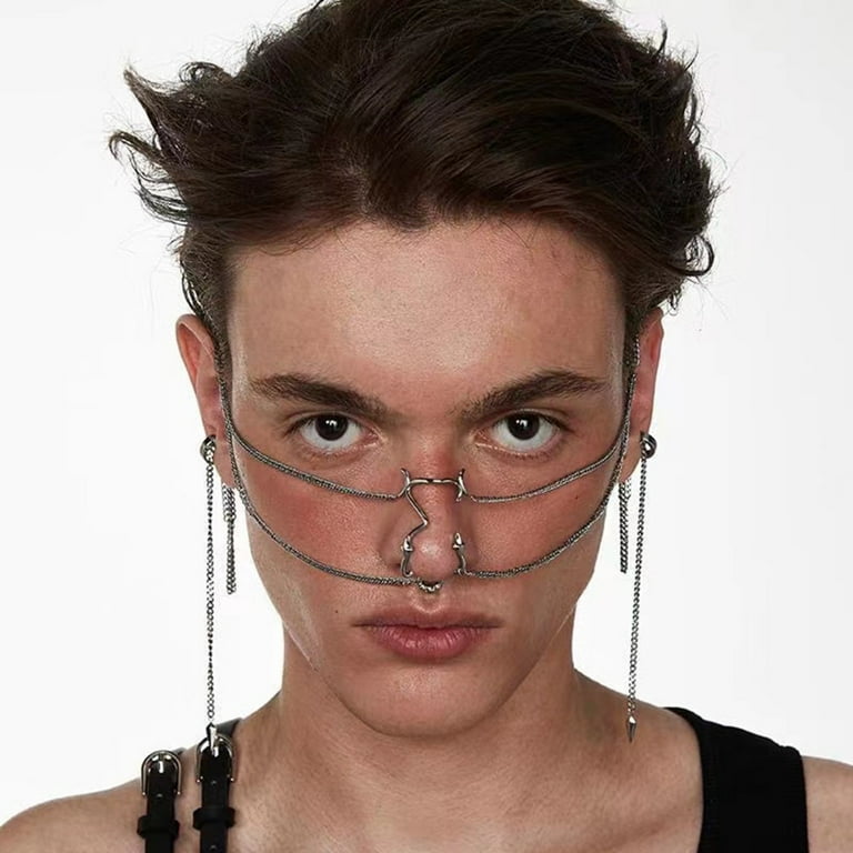 Simple nose ring with chain discount