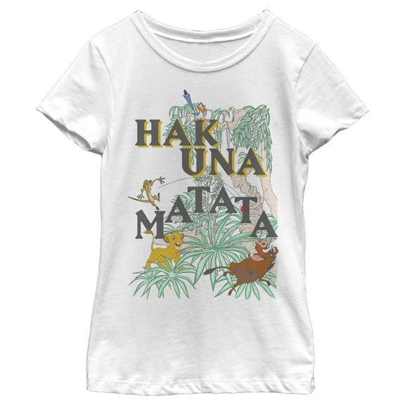 Girl's Lion King Hakuna Matata Colorful Oasis  Graphic Tee White X Large