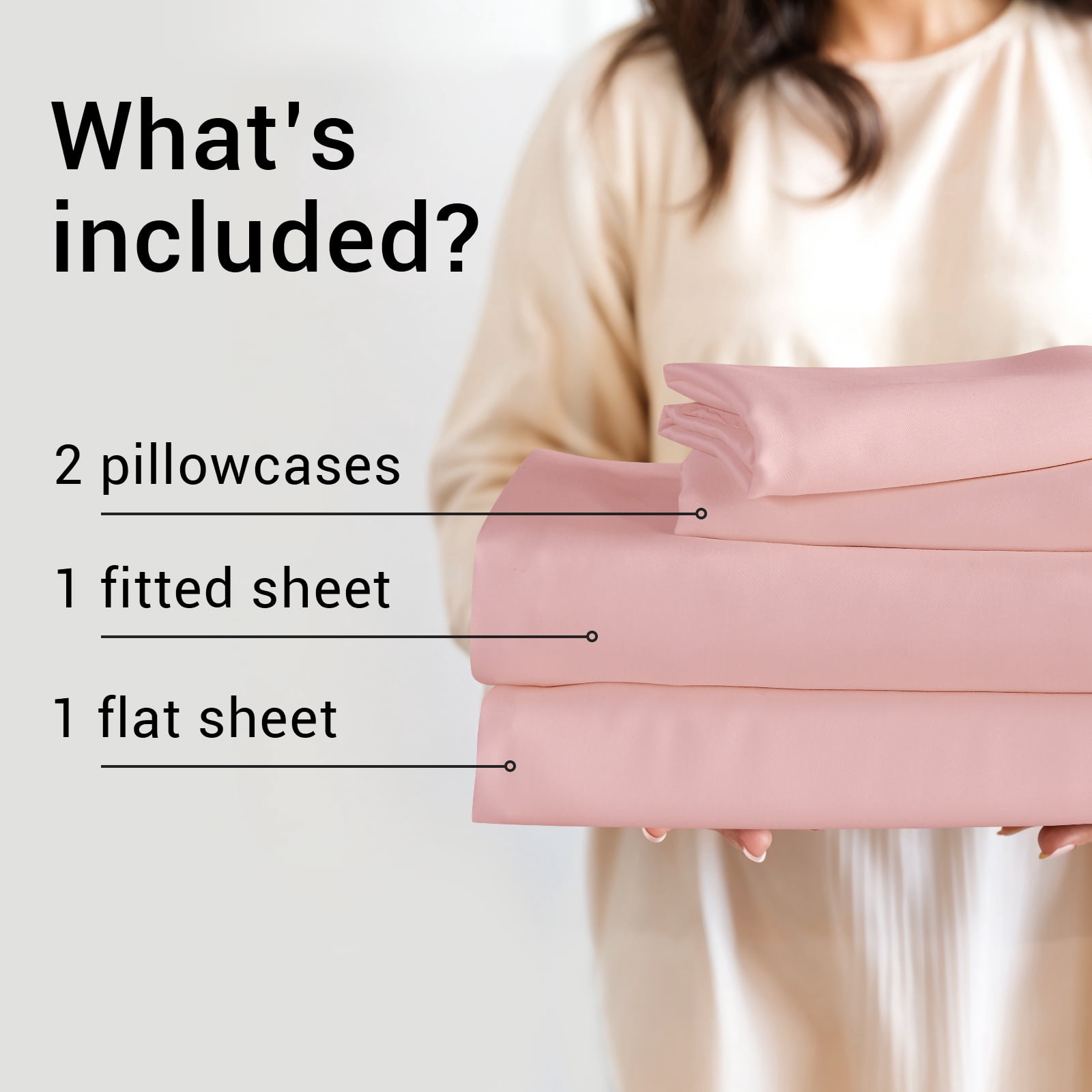 Hitime 4PC Bamboo Queen Sheet Set, Deep Pocket Fit 16", Breathable Super Soft Luxury Hotel Style Home Decor Queen Size Sheet Set, Gift for Women, Men - 2 Pillowcases, 1 Flat Sheet, 1 Fitted Sheet