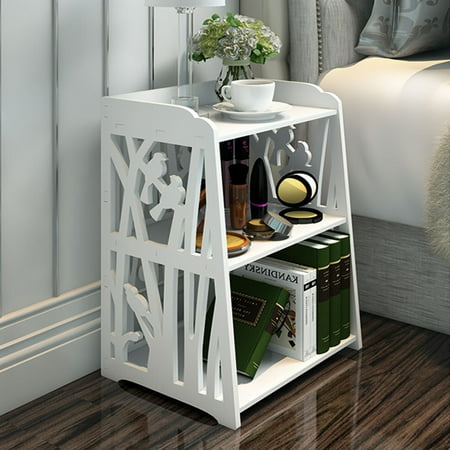 Hollow Carved Retro Bedside Table Cabinet Storage Bedside Nightstand Table Bedroom Living Room ...