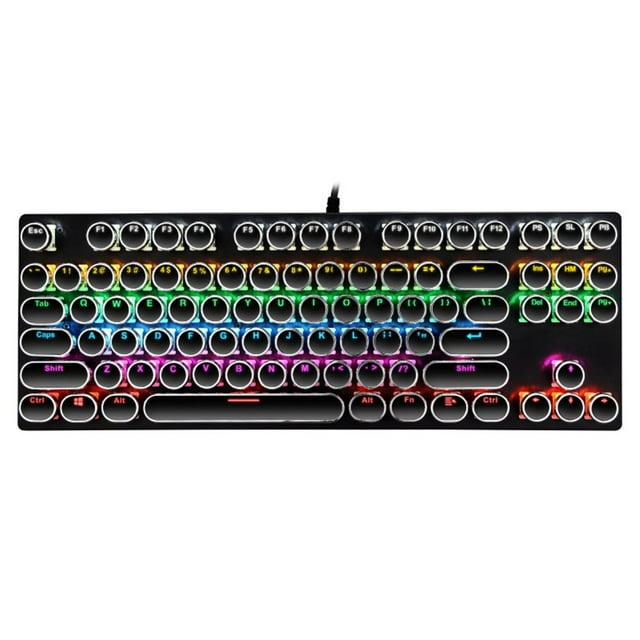 Punk Keyboard 87 Keys Magnetic Ring Usb Cable Keyboard With Colorful Backlight And Crack Pattern