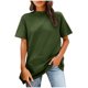 thumbnail image 2 of Tops de Manga Corta de las Mujeres, Moda Color Sólido, Cuello Redondo Línea Trasera Diseño Blusa, 2 of 7