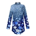 thumbnail image 4 of Sevevn Women's Fashion Printed Long Sleeve Printed Turtleneck Top T-shirt Blue M Holiday Gift Finder, 4 of 5