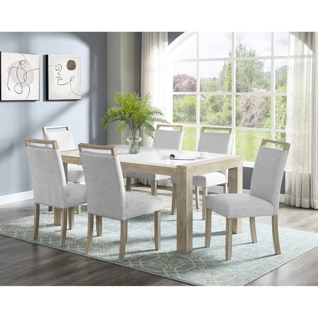 7-Piece Rectangular Dining Set | Great for Both Formal and Informal Events | Crafted with Marble and Upholstered Seats | Addresses the Need for Quality Dining Furniture