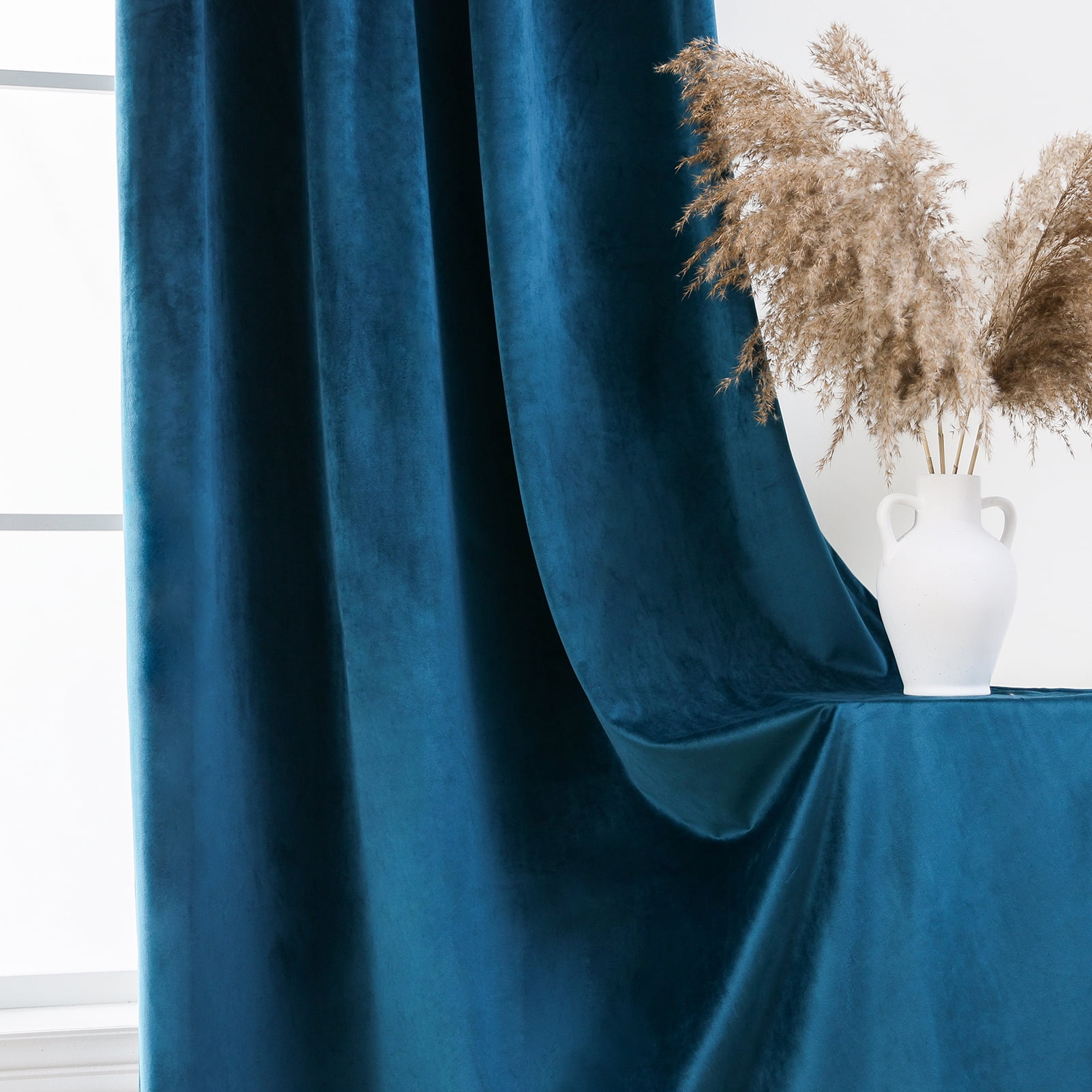 Pleasant Boulevard Velvet Blackout Curtains, 2 Panels, 52" x 95", Teal