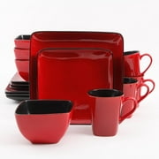 Angle View: Better Homes & Gardens Rave Square Dinnerware, Red, Set Of 16