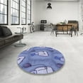 thumbnail image 4 of Ahgly Company Machine Washable Indoor Round Transitional Denim Blue Area Rugs, 5' Round, 4 of 7