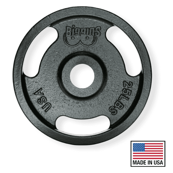 Biggins Iron Olympic Cast Iron Weight Plates, Single, 25 lb.