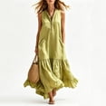 thumbnail image 2 of Ihhxva Women's Cotton V-Neck Sleeveless Solid Maxi Sundress with Pockets Stretchy Summer Loose Fit S-2XL, 2 of 6
