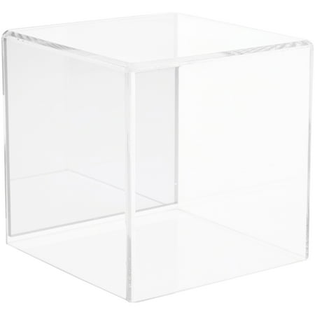 Plymor Clear Acrylic Display Case with No Base (Mirror Back), 4" x 4" x 4"