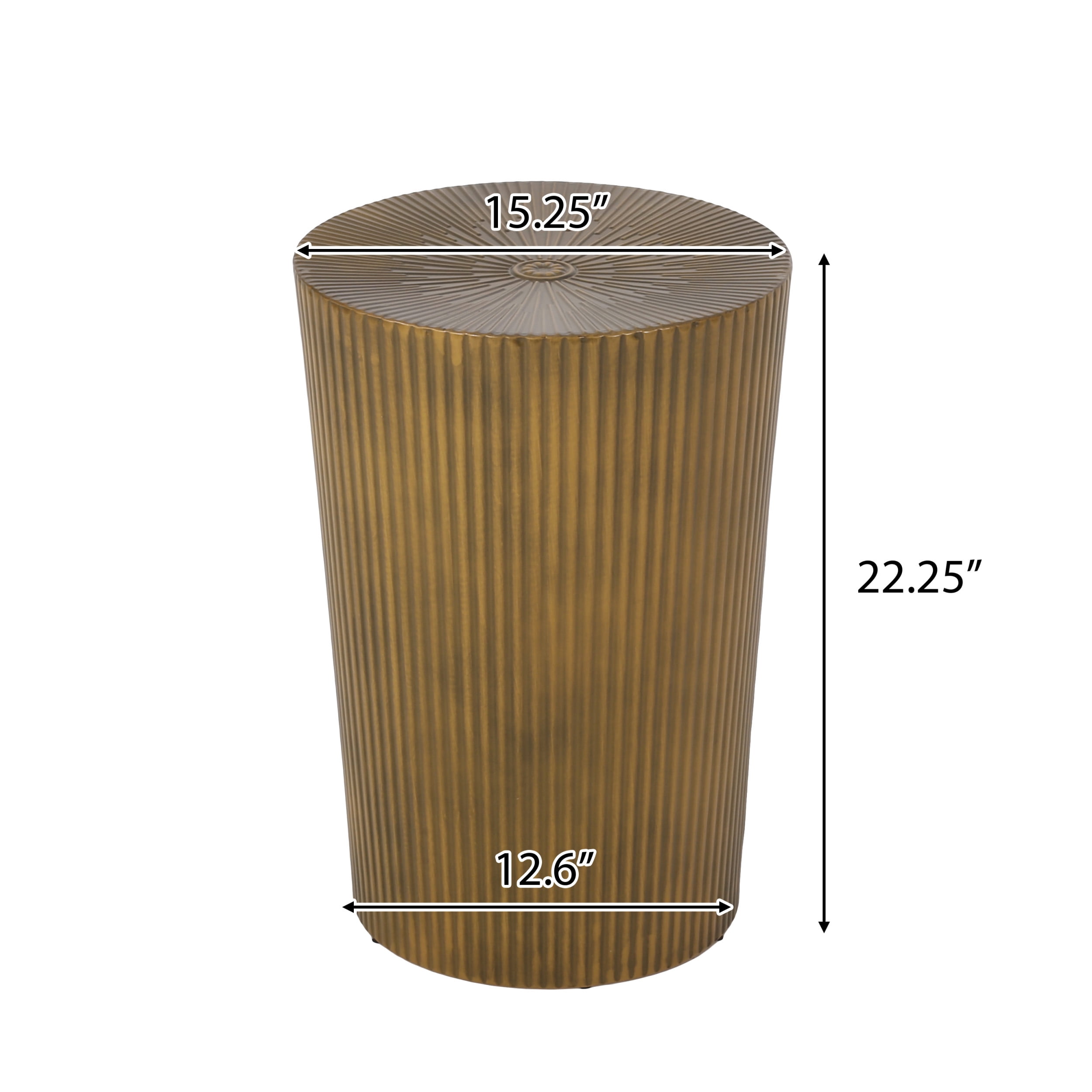 Noble House Bartram Metal Sunburst Side Table, Brushed Antique Gold