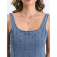 thumbnail image 5 of DARING DIVA Stylish Denim Casual Tank Square Neck Mini Dress L Light Blue, 5 of 6