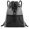 thumbnail image 2 of Drawstring Bag Gym with Pockets Sports Sack with Handle Drawstring Backpack Travel for Men Women-Gre, 2 of 5