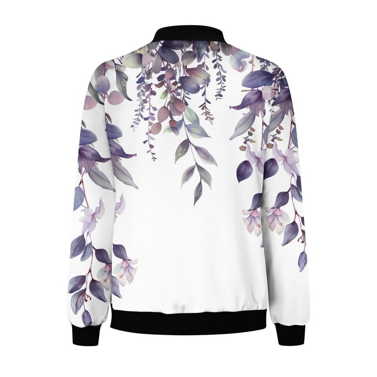 UTSJKR Bomber Jacket for Women 2024 Fall Fashion Floral