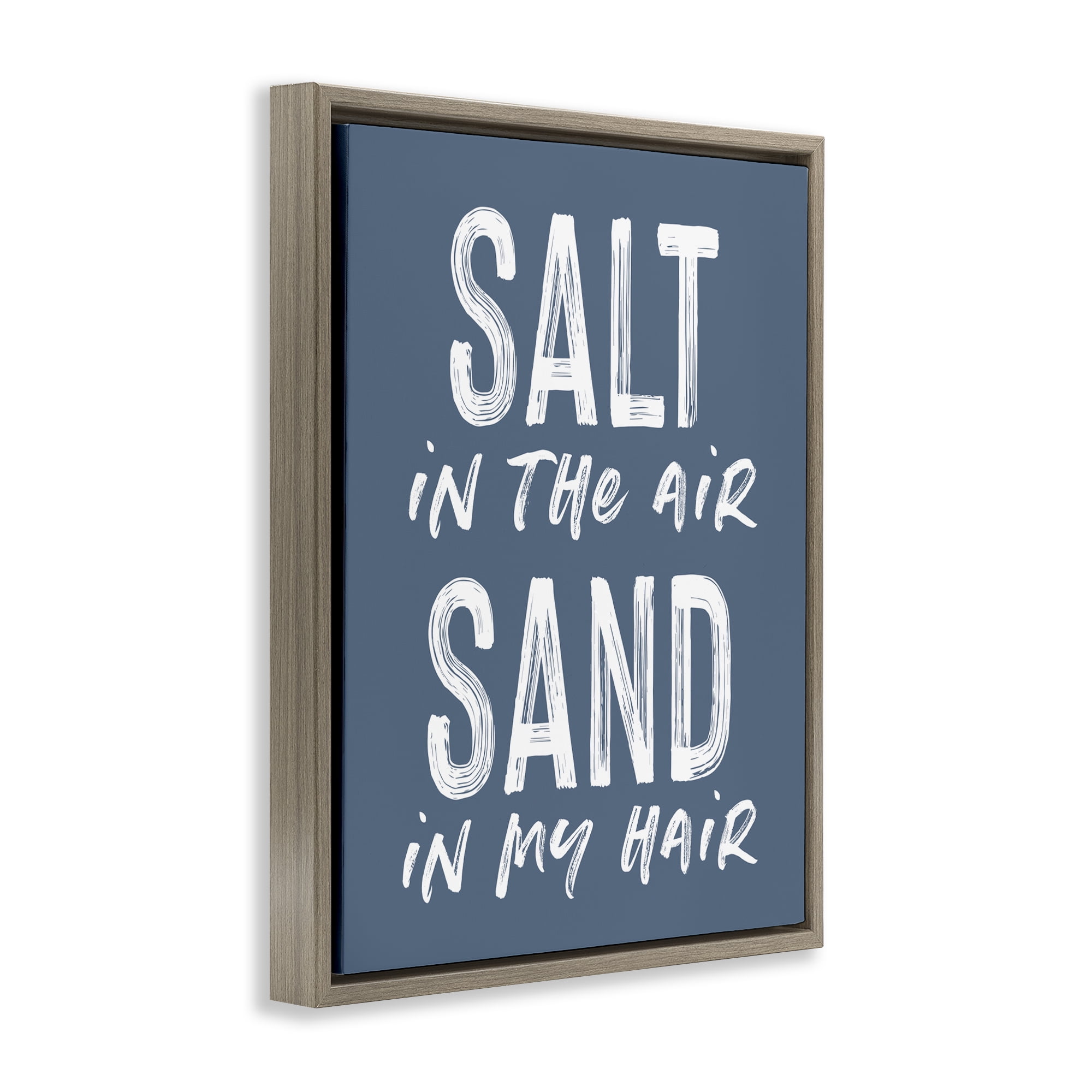 Summer Sentiment Salt Sand In Hair Brown Framed Floater Canvas Wall Art, design by Lettered and Lined