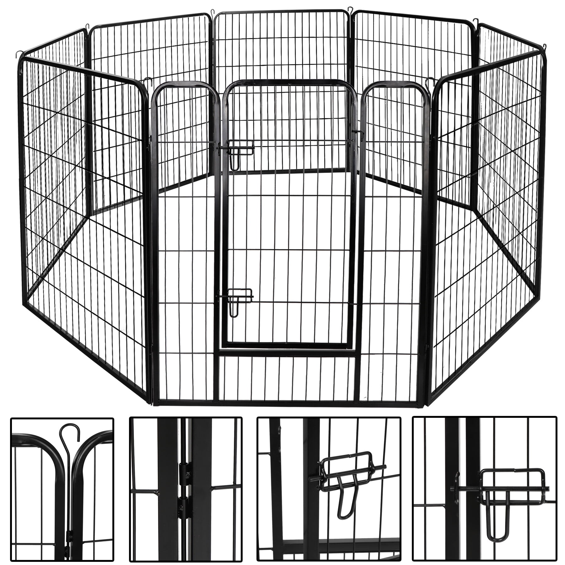 HomGarden 8 Panels 40'' Height Large Dog Playpen, Portable Puppy Exercise Pen Indoor Outdoor Dog Fence W/ Doors