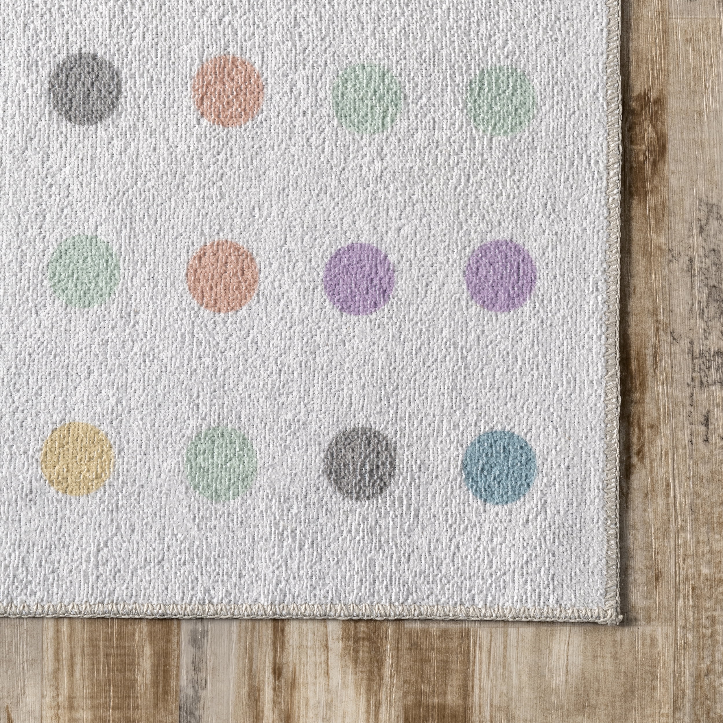 nuLOOM Larissa Machine Washable Kids Polka Dot Area Rug, 8' x 10', Ivory